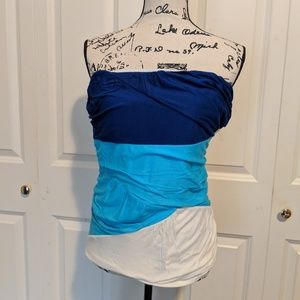 Color Block Tube Top in Ocean Blue Tones